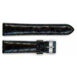 Bracelet de Montre 20mm Noir en Crocodile Véritable Fabrication Artisanale