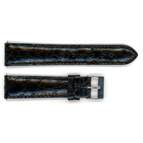 Bracelet de Montre 20mm Noir en Crocodile Véritable Fabrication Artisanale