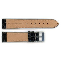 Bracelet de Montre 20mm Noir en Crocodile Véritable Fabrication Artisanale