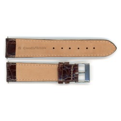 Bracelet de Montre 20mm Marron en Crocodile Véritable Fabrication Artisanale