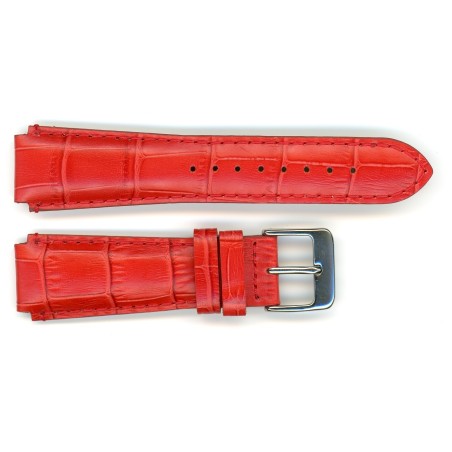 Bracelet de Montre 20mm Rouge encoche de 18mm en Cuir de Veau Gaufré Alligator