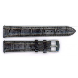 Bracelet de Montre 18mm Gris Marbré en Cuir Alligator Véritable Fabrication Artisanale