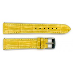 Bracelet de Montre 18mm Jaune Brillant en Cuir Alligator Véritable Fabrication Artisanale