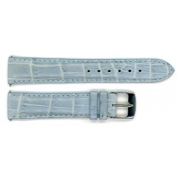 Bracelet de Montre 18mm Bleu Ciel en Cuir Alligator Véritable Fabrication Artisanale