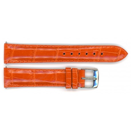 Bracelet de Montre 18mm Orange en Cuir Alligator Véritable Fabrication Artisanale