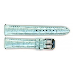 Bracelet de Montre 16mm Ciel Nacré en Cuir Alligator Véritable Fabrication Artisanale