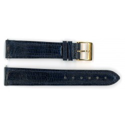 Bracelet de Montre 18mm Bleu Marine en Cuir de Lézard Véritable Fabrication Artisanale