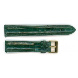 Bracelet de Montre 18mm Vert en Cuir de Lézard Véritable Fabrication Artisanale