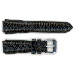Bracelet de Montre 22mm Noir à encoche de 18mm en Cuir de Veau Gaufré Lézard