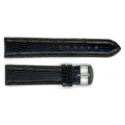 Bracelet de Montre 20mm Noir en Cuir de Lézard Véritable Fabrication Artisanale