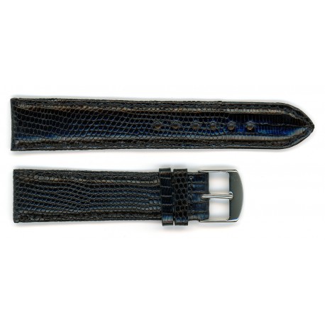 Bracelet de Montre 20mm Noir en Lézard Véritable Fabrication Artisanale