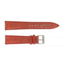 Bracelet de Montre 18mm Rouge Métallisé en Cuir de Lézard Véritable Fabrication Artisanale