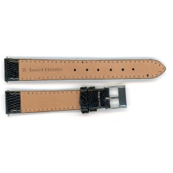 Bracelet de Montre 16mm Noir en Lézard Véritable Fabrication Artisanale