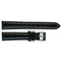 Bracelet de Montre 16mm Noir en Lézard Véritable Fabrication Artisanale