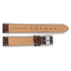 Bracelet de Montre 16mm Marron en Lézard Véritable Fabrication Artisanale