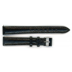 Bracelet de Montre 14mm Noir en Lézard Véritable Fabrication Artisanale