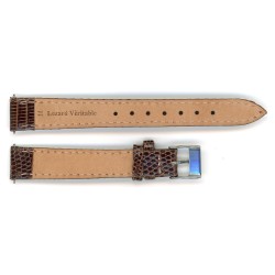 Bracelet de Montre 14mm Marron en Lézard Véritable Fabrication Artisanale