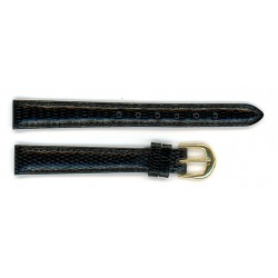 Bracelet de Montre 12mm Noir en Lézard Véritable Fabrication Artisanale