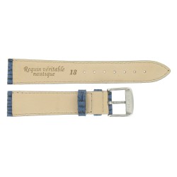 Bracelet de Montre 18mm Bleu en Cuir de Requin Véritable