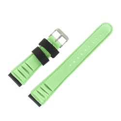 Bracelet de Montre 20mm Vert en Nylon Velours Bicolore