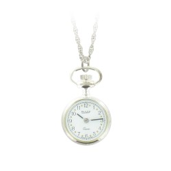 Montre Pendentif Châtelaine Dame Argentée Quartz Made In France