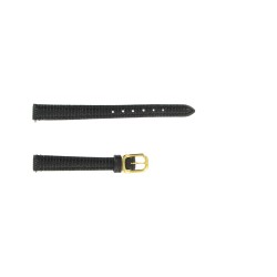 Bracelet de Montre 10mm Noir en Cuir Gaufré Lézard