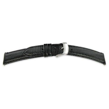 Bracelet de Montre 18mm Noir en Cuir Gaufré Lézard