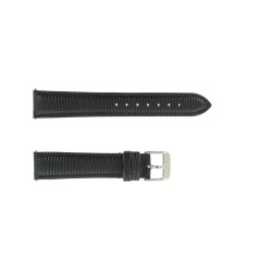 Bracelet de Montre 18mm Noir en Cuir Gaufré Lézard