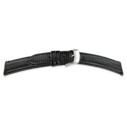 Bracelet de Montre 20mm Noir en Cuir Gaufré Lézard