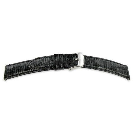 Bracelet de Montre 20mm Noir en Cuir Gaufré Lézard
