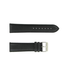 Bracelet de Montre 22mm Noir en Cuir Gaufré Lézard