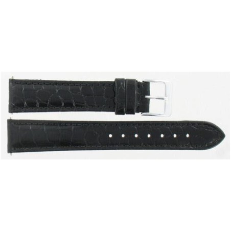 Bracelet de Montre 20mm en Cuir Noir de Veau Gaufré Crocodile