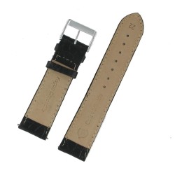 Bracelet de Montre 20mm en Cuir Noir de Veau Gaufré Crocodile