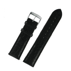 Bracelet de Montre 20mm en Cuir Noir de Veau Gaufré Crocodile