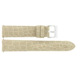 Bracelet de Montre 20mm en Cuir Beige de Veau Gaufré Crocodile