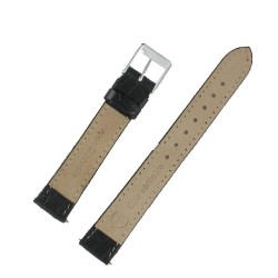Bracelet de Montre 16mm en Cuir Noir de Veau Gaufré Crocodile