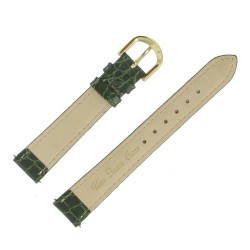 Bracelet de Montre 14mm en Cuir Vert de Veau Gaufré Crocodile