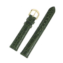 Bracelet de Montre 14mm en Cuir Vert de Veau Gaufré Crocodile
