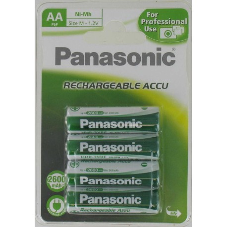 4 Accus HR6 AA NiMH Rechargeables 1.2 Volts 2600 mAh Panasonic®