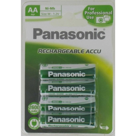 4 Accus HR6 AA NiMH Rechargeables 1.2 Volts  2600 mAh Panasonic®