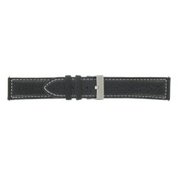 Bracelet de montre 26mm Noir XXL Cuir de Buffle Fabrication Artisanale