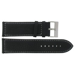 Bracelet de montre 22mm Noir Extra Long en Cuir de Buffle Fabrication Artisanale