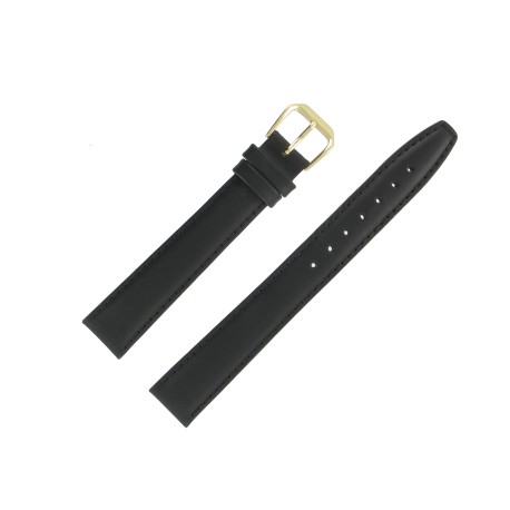 Bracelet de Montre 16mm Noir Extra Long en Cuir Véritable