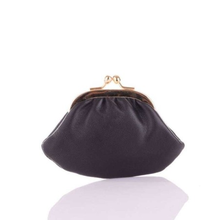 Porte-Monnaie Vintage en Cuir Noir d'Agneau Véritable