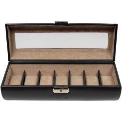 Coffret de rangement pour 7 Montres 12.5x33x10 cm en Similicuir Noir