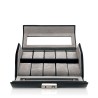 Coffret de rangement pour 10 Montres 19.5x23x10cm en Cuir Nappa Noir