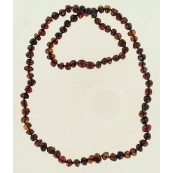 Collier en Ambre de la Baltique 65cm style "baroque" coloris cognac Fait main