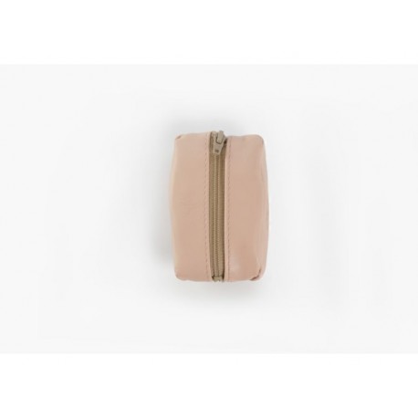 Porte-Monnaie Grain de Café en Cuir Beige Véritable