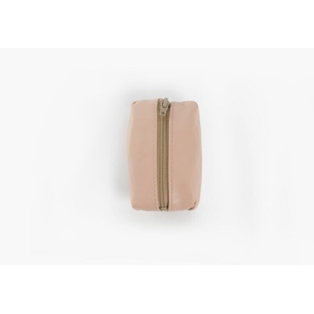 Porte-Monnaie Grain de Café en Cuir Beige Véritable