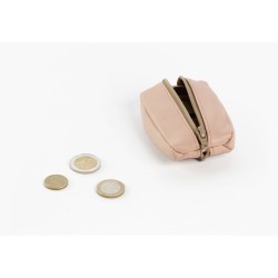 Porte-Monnaie Grain de Café en Cuir Beige Véritable